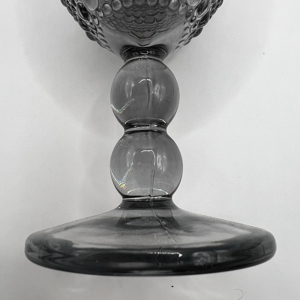 NIB 4 Smoke Gray Stemmed Halo Wine Goblets Hobnail Hobknob Design 10.5 oz - Picture 9 of 12